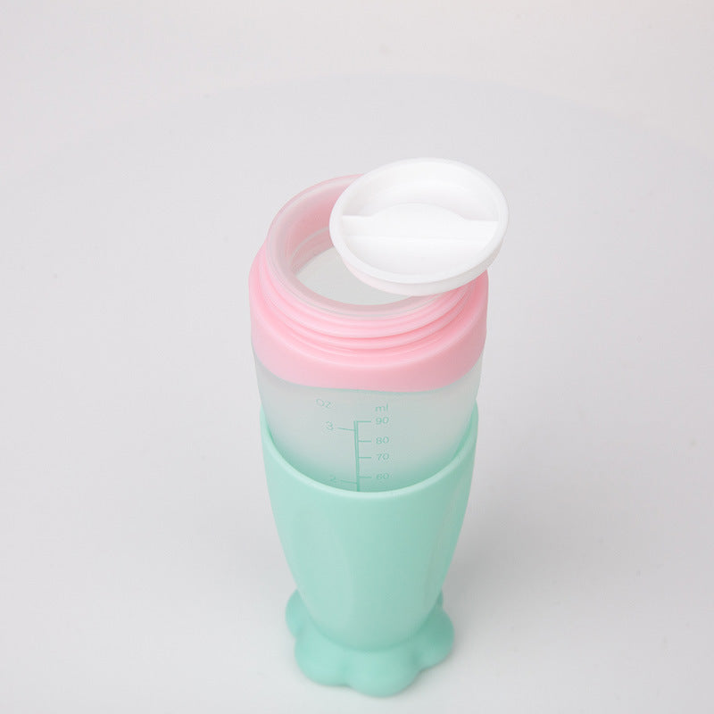 Baby Silicone Rice Cereal Spoon Milk Bottle Squeeze Feeding Spoon Child Complementary Food Spoon Rice Cereal Feeder Rice Cereal Silicone Bottle